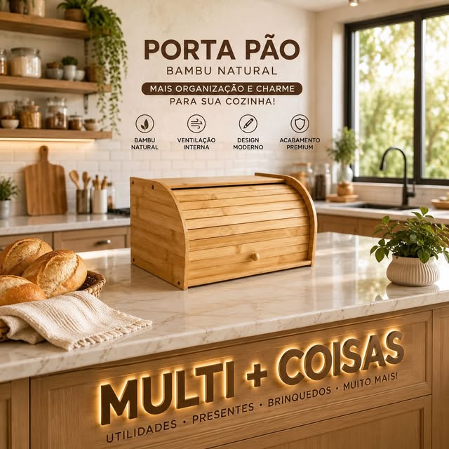 Porta-pao de bambu natural