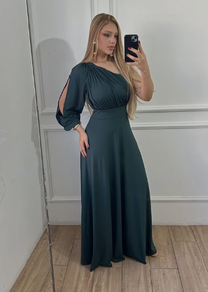 Vestido Longo Com Nula Manga